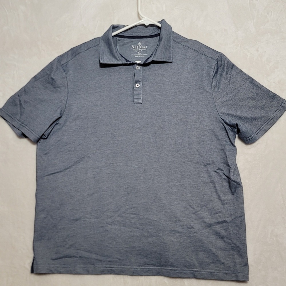Nat Nast Mens Polo Shirt Sz XL Luxury Original Cotton Blend Blue Gray